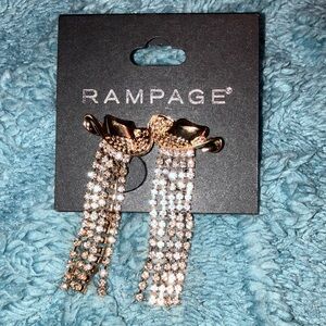 Rampage Gold & Silver Cowboy Hat Crystal Dangle Earrings New